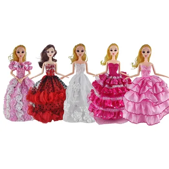 1 Nustatyti Kelis Moterys Raudonas Taškas Blizgančiais Tauriųjų Princesė Sijonas Gėlių Vestuvių Vakaro Suknelė Barbie Lėlės Priedai Vaikams, Žaislas