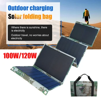 100W 120W Saulės baterijomis Sulankstomas Krepšys USB+DC Išėjimo Saulės Įkroviklis Lauko elektros Energijos Tiekimo Mobiliojo Telefono Saulės Energijos Generatorius Žygiai