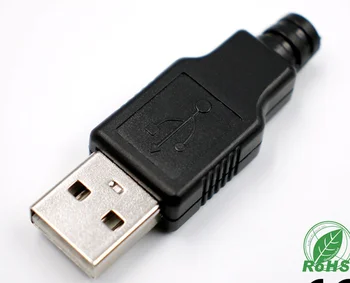 10vnt Type A Male USB 4 Polių Kištukinis Jungties, Adapteris Su Juodo Plastiko Dangtelis Naujas