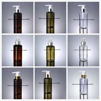 150ML GREEN/TRANSPRENT /RUDOS spalvos plastiko, PET butelių su aukso/sidabro siurblys, skirtas šampūnas ir kūno losjonas/emulsija/šalinimas, alyvos pakuotės