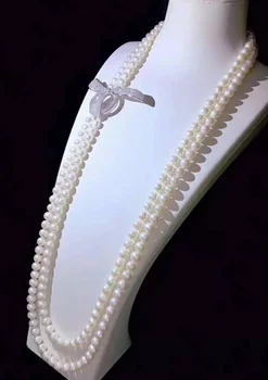 2 kryptys 8-9 baltos spalvos gėlavandenių perlų micro apdaila cirkonis priedai užsegimas karoliai mados jewelry28