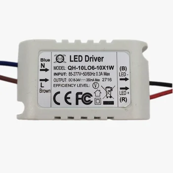 2 Vnt. LED 10W AC85-277V LED Driver 6-10x1W 300mA DC18-34V Lauke PF LED PowerSupply ConstantCurrent CeilingLamp