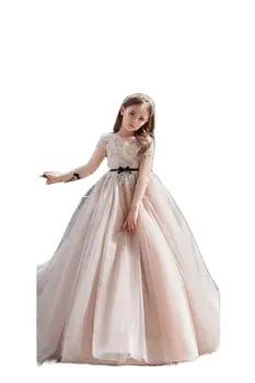 2021 Kamuolys Gėlių Mergaičių Suknelės, Vestuvių Nėrinių Puošnios Vaikų Inscenizacija Chalatai Ilgomis Rankovėmis, Pirmosios Komunijos Suknelė