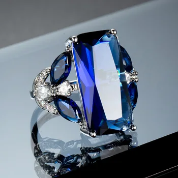2023 Naujas Mados Prabangių Sapphire Crystal Žiedą, Aukštos Kokybės Asmenybės Vestuves Bižuterijos Mažas Populiarus Dizaino Žiedas