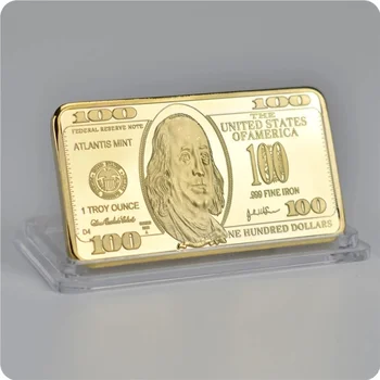 24K Gold Bar JAV 1 - 100 Dolerių 44*28*3 mm Aikštėje Ženklelis Amatų Kolekcija Progines monetas, Aukso Juosta Meksika Kolekcionuojamų