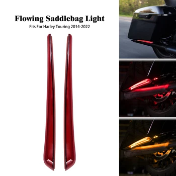 2vnt Motociklas Raudonas LED Teka Saddlebag Šviesos Posūkio Signalą, Stabdžius, Žibintus, Harley Turistinis Road King Street Glide FLHX 2014-2022