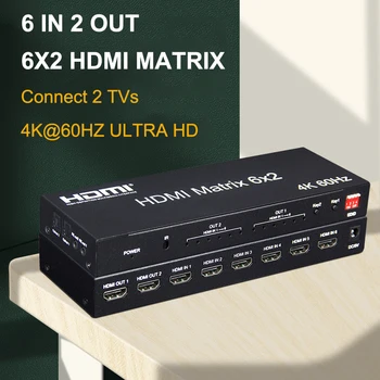 4K 60hz 6x2 HDMI Matricos 6 2 OUT HDMI Splitter Perjungti Garso ir Vaizdo Keitiklis 1080p EDID Audio Extractor PC Prie TV Dvigubas Ekranas