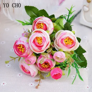 5 Filialai Saulės Šilko Rožės, Dirbtinės Gėlės, 10 Galvų Netikrą Rožės Flores Vestuvių Puokštė Šalies Namų Stalo Dekoratyvinės Gėlės