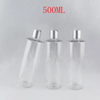 500ML Skaidrus Plokščias Peties Plastikinio Butelio , 500CC Dušo Gelis / Kremas Sub-išpilstymo , Tuščias Kosmetikos Konteinerių ( 15 VNT/Lot )