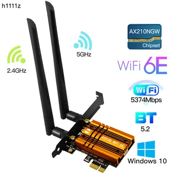 5374M Tri Band Wireless Desktop PCIe Intel AX210 Kortelės 802.11 ax 2.4 G/5G/6G Bluetooth5.2 PCI Express Wi-fi, 6 