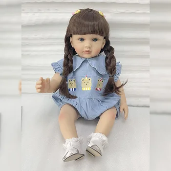 60CM Atgimsta Vaikiška Mergaitė Princesė Audinio Organas, Kūdikių Lėlės Ranka-išsami Paiting Įsišaknijusi Plaukų Žaislų Mergaitėms