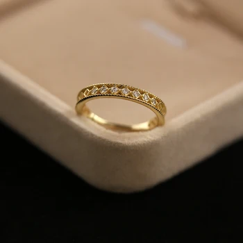925 Sterlingas Sidabro Korėjos Versija Paprasta Pavé Crystal Žiedą, Moterims Šviesos Prabanga Temperamentas Vestuvės Juvelyrika Dovana