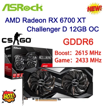 ASROCK AMD Radeon RX 6700 XT Challenger D 12 GB OC 6700XT Pro Placa De Vídeo GDDR6 192-bit PCI Express 4.0 16Gbps Vaizdo Kortelės, Naujas