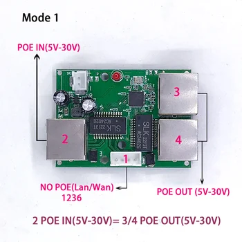 Atvirkštinio maitinimo šaltinis POE switch POE Į/OUT5V/12V/24V 75 W/2=38.5 W 100 mbps 802.3 45+78 - DC5V~30 V tolimojo serijos Jėga POE