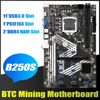 B250S BTC Kasybos Plokštė LGA1151 11*USB3.0+1*PCIE 16X Lizdas DDR4 SATA 3.0 USB3.0 ETH Miner Plokštė