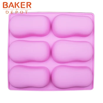 BAKER DEPO Silikono Pelėsių Tortas, bandelės Bakeware ovalo formos muilo, Todėl Įrankis ledo duonos kepimo forma 6 skylę rankų darbo muilo forma