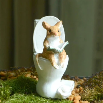 Cute Kačių Pelės Kiaulių Sėdėti ant Tualeto Gyvūnų Ornamentais Animacinių filmų Lėlės, Imitavimo Dovana Automobilio Stalo Namų Dekoro Priedai Šiuolaikiniai Žaislai