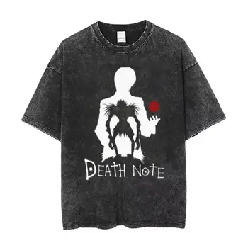 Death Note Light Ir Jo Shinigami Ryuk Marškinėliai Hip-Hop Išplauti 100% Medvilnės Harajuku T-Shirts Derliaus Vyrams, Moterims Topai Streetwear