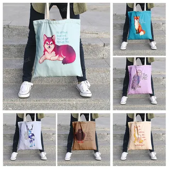 Drobė pečių maišą organizacijos saugojimo Rankinės, kosmetika kelionės Moterų maišą Pirkinių Audinio maišelis animacinių filmų kawaii Pritaikoma