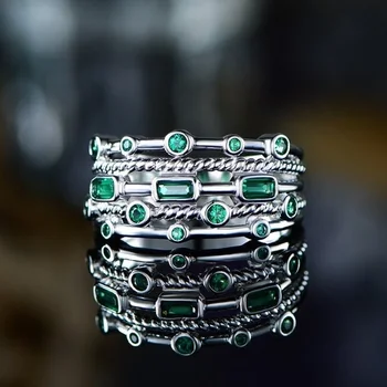 Europos ir Amerikos mados multi-layer žalias perlas deimanto žiedas korėjos mados moterų žiedas