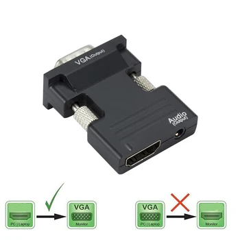 HDMI suderinamus Moterų VGA Male Keitiklis su Audio Adapteris Remti 1080P Signalo Išėjimas PC Nešiojamas TV, Monitorius, Projektorius,