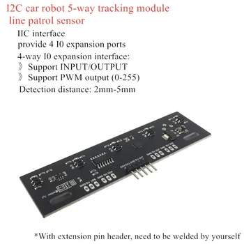 I2C automobilių robotas 5 kanalų sekimo modulis linija patrol jutiklių, infraraudonųjų spindulių stebėjimo juoda ir balta linija pripažinimo IIC sąsaja
