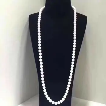 ilgai 25 colių Japonų Akoya 8-9mm balta perlų Vėrinį
