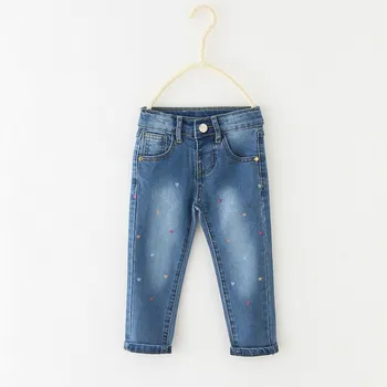 Korėjos Bamblys Kelnes Visas rungtynes, Baby Girl Džinsinio Antblauzdžiai Kelnės Vaikams Mergina Blue Jeans 6-36 Meses Spalva Širdies Naujagimių Drabužiai