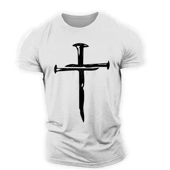 Kryžiaus grafinis t marškinėliai Vyrams Raumenis Viršų 3D Printd T-Marškinėliai, Sportinės aprangos Lauko Lengvas, Plonas Ir elastingumą Krikščionių Stilius