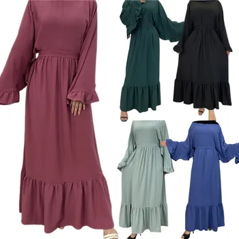 Mados Musulmonų Moterys Abaja Suknelė Raukiniai Caftan Dubajus Turkija Kaftan Eid Ramadanas Islamo Drabužių Arabų Skraiste Suknelė Jilbab Abayas