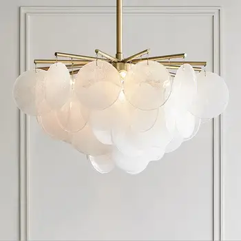 Matinio stiklo LED šviestuvo Aukso Metalo Kambarį Liustra, miegamajame kabantys šviestuvai valgomasis kambarys, prabangūs šviestuvai