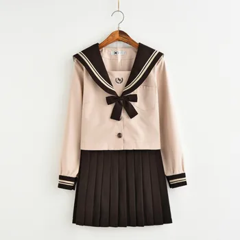 Mokyklines uniformas Nauja Japonų Mada Elegantiškas ilgomis rankovėmis JK Vienodas Sailor Kostiumas Moksleivė Uniformos Komplektas