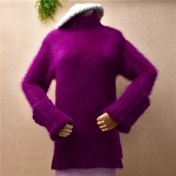 moteriška moteris rudens-žiemos raudonos rudens žiemos mink kašmyro megztinių ilgomis rankovėmis golfo slim palaidinės megztinis megztinis traukti