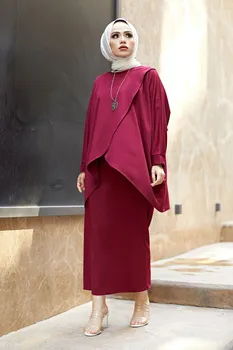 Moterų Tunika Sijonas Kostiumas Kombin Hijab Kombin Apačios į Viršų Musulmonų suknelė, hijab Musulmonų üstleri moterų kostiumas suknelė abayas
