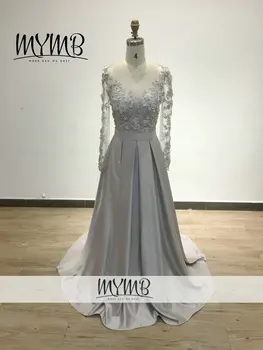 MYMB ilgomis Rankovėmis Suknelės Moteris vakarėlis Gražus 3D Gėlių Nėrinių Aplikacijos Linijos Motina Nuotakos Vestuvių Suknelė MY81101