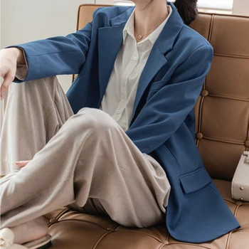 Office Lady Darbo Švarkas Tiktų Kailis Korėjos Atsitiktinis Palaidų Švarkas Striukės Moterims Kietas Derliaus Elegantiškas Outwear 3 Spalvų Chic