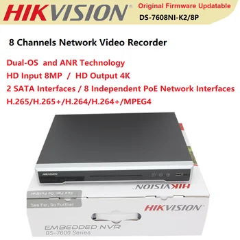 Originalus Hikvision NVR 4K DS-7608NI-K2/8P Onvif 8-ch PoE1U 8 8MP 