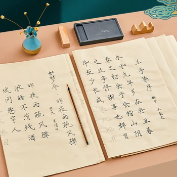 Plonas Aukso Plonas Teptukas Kaligrafija Copybook Kinijos Klasikiniai Eilėraščiai Caligrafia Praktikos Copybook Xuan Popieriaus Praktikos Copybook Rinkinys