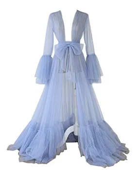 Ponios Tiulio Prom Dresses Ilgai Trikotažo Suknelė Pižamą Motinystės Suknelė Su Prabanga Visas Uždusęs Rankovėmis