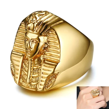Punk Egipto Faraono Vyrų Žiedas Aukso Spalvos Nerūdijančio Plieno Pirštu, Šaliai, papuošalai CR0024