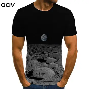 QCIV Prekės ženklo vieta marškinėliai Vyrams Visatos Anime Drabužius Planetos Shirt Spausdinti Harajuku Juokinga T marškinėliai trumpomis Rankovėmis Punk Rock Spausdinti