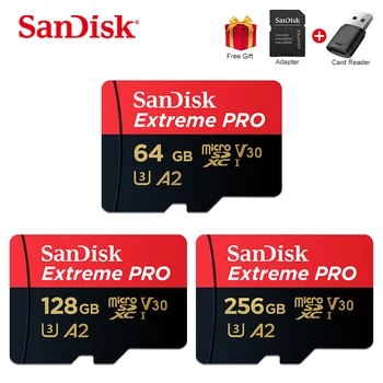 SanDisk Extreme Pro TF 64GB 128 GB microSDXC UHS-I Atminties Kortele micro SD Kortelė 32GB microSDHC TF 170MB/s Class10 U3 Su SD Adapteriu