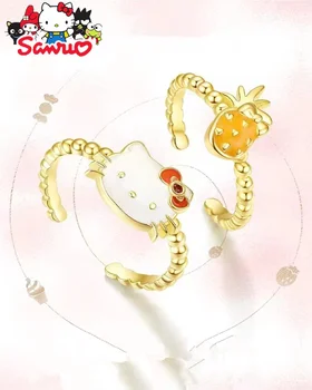 Sanrio Hello Kitty Atidarymo Žiedas Moterų Nauja Ananasų Mielas Aukštos klasės Stiliaus Animacinių filmų Gyvūnų Mados Reikmenys, Papuošalai, Žiedai