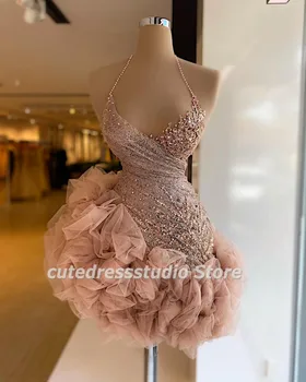 Seksualus, Trumpas Prom Dresses Moterų 2022 Rankovių Duobute Merginos Vakarienę Mini Suknelė Kokteilių Suknelės