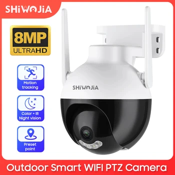 SHIWOJIA ICSEE Belaidžio ryšio WI-fi IP Kamera 4K 8MP Lauko Saugumo Kameros 4MP HD Vaizdo H. 265 Auto Stebėjimo VAIZDO Stebėjimo Kamera