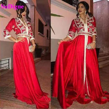 SoDigne Maroko Caftan Vakaro Suknelės V Kaklo Kristalų Alžyro Arabų Musulmonų Ypatinga Proga Suknelės, Šaliai, Chalatai