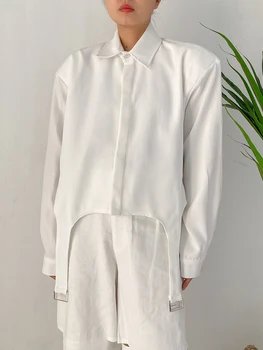 SuperAen Kaklaraištis-up Marškinėliai Naujo Dizaino Baltas Pečių Trinkelėmis Laisvi Marškinėliai Moterims Negabaritinių Mados Marškinėliai