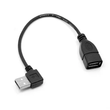 USB Kabelis USB 2.0 A Tipo 90 Laipsnių Kampu į Kairę 480 M Vyrų ir Moterų ilgiklis 10cm 20cm 40cm Juoda