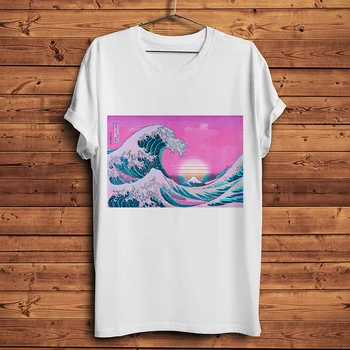 Vaporwave Didžiosios Bangos off Kanagawa Estetinės t-shirt homme trumpas rankovės marškinėliai vyrams balta derliaus atsitiktinis marškinėlius unisex