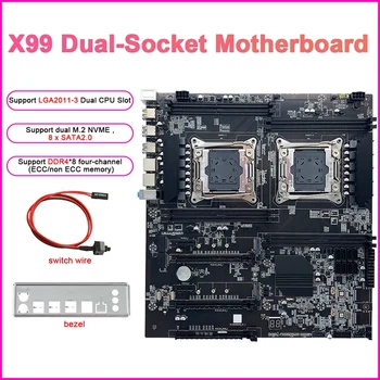 X99 Dual-Lizdas Kasybos Plokštė Su Switch Kabelis+Bezel LGA2011-3 Dual CPU DDR4 Atminties Lizdas 8XSATA2.0 2 M. Pagrindinėje Plokštėje